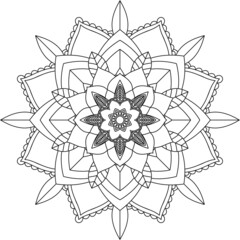 Easy Mandala coloring book simple and basic for beginners, seniors and children. Set of Mehndi flower pattern for Henna drawing and tattoo. Decoration in ethnic oriental, Indian style.