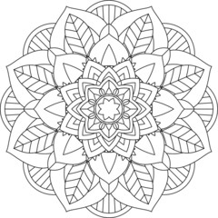 Easy Mandala coloring book simple and basic for beginners, seniors and children. Set of Mehndi flower pattern for Henna drawing and tattoo. Decoration in ethnic oriental, Indian style.