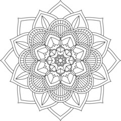 Easy Mandala coloring book simple and basic for beginners, seniors and children. Set of Mehndi flower pattern for Henna drawing and tattoo. Decoration in ethnic oriental, Indian style.