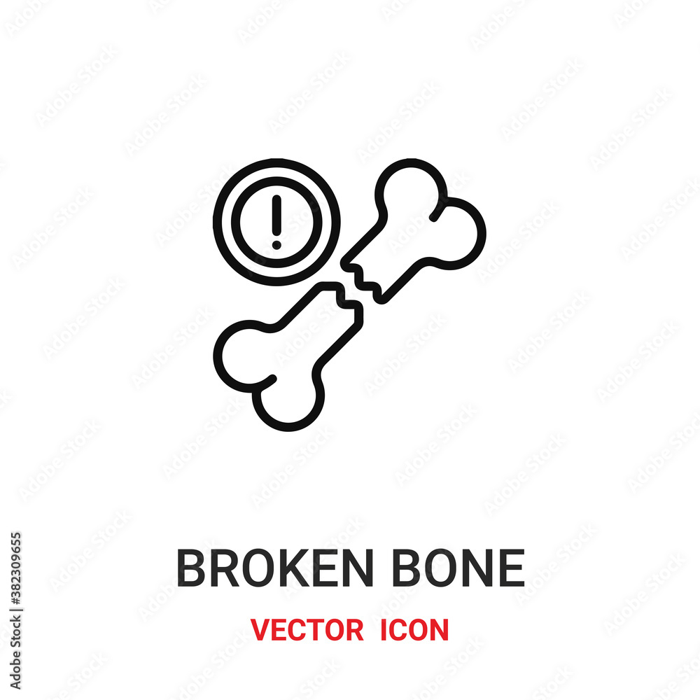Poster broken bone icon vector symbol. broken bone symbol icon vector for your design. modern outline icon 