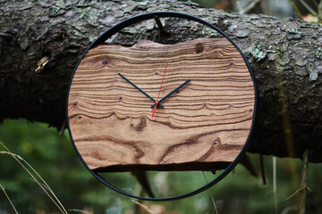 Wooden clock, loft style