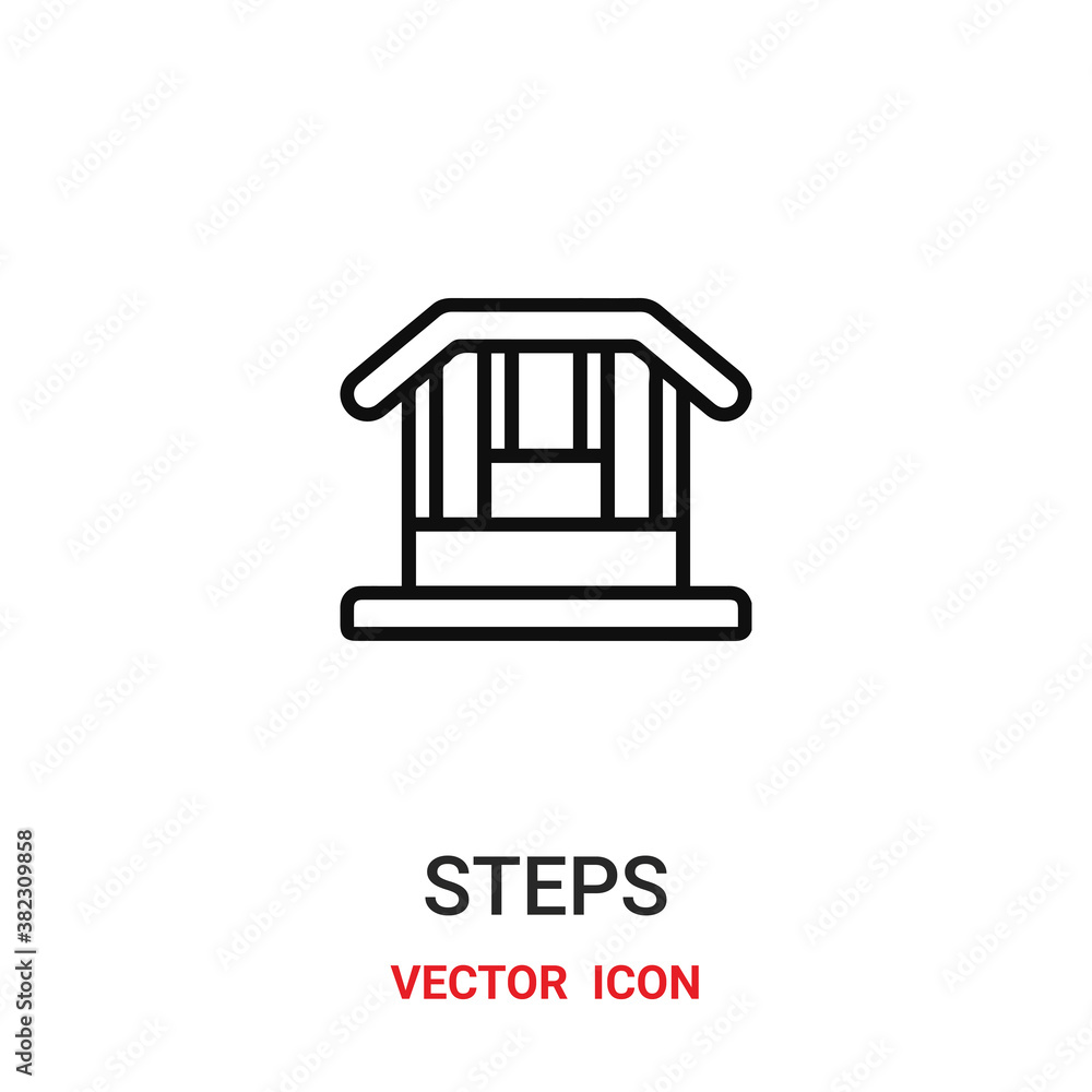 Poster steps icon vector symbol. steps symbol icon vector for your design. modern outline icon for your web