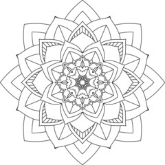 Easy Mandala coloring book simple and basic for beginners, seniors and children. Set of Mehndi flower pattern for Henna drawing and tattoo. Decoration in ethnic oriental, Indian style.