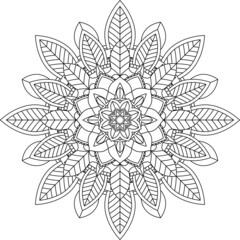 Easy Mandala coloring book simple and basic for beginners, seniors and children. Set of Mehndi flower pattern for Henna drawing and tattoo. Decoration in ethnic oriental, Indian style.