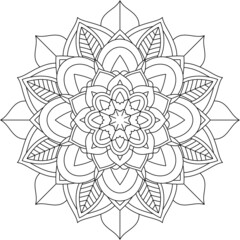 Easy Mandala coloring book simple and basic for beginners, seniors and children. Set of Mehndi flower pattern for Henna drawing and tattoo. Decoration in ethnic oriental, Indian style.