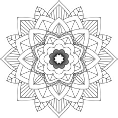Easy Mandala coloring book simple and basic for beginners, seniors and children. Set of Mehndi flower pattern for Henna drawing and tattoo. Decoration in ethnic oriental, Indian style.