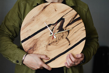 Wooden clock, loft style