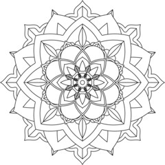 Easy Mandala coloring book simple and basic for beginners, seniors and children. Set of Mehndi flower pattern for Henna drawing and tattoo. Decoration in ethnic oriental, Indian style.