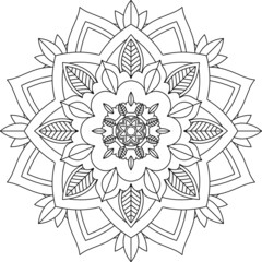 Easy Mandala coloring book simple and basic for beginners, seniors and children. Set of Mehndi flower pattern for Henna drawing and tattoo. Decoration in ethnic oriental, Indian style.