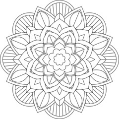 Easy Mandala coloring book simple and basic for beginners, seniors and children. Set of Mehndi flower pattern for Henna drawing and tattoo. Decoration in ethnic oriental, Indian style.