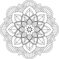Easy Mandala coloring book simple and basic for beginners, seniors and children. Set of Mehndi flower pattern for Henna drawing and tattoo. Decoration in ethnic oriental, Indian style.
