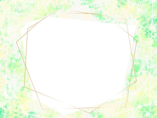 背景 素材 水彩テクスチャ 招待状などのカードに使えるフレーム　グリーンバック
