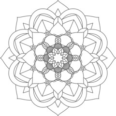 Easy Mandala coloring book simple and basic for beginners, seniors and children. Set of Mehndi flower pattern for Henna drawing and tattoo. Decoration in ethnic oriental, Indian style.