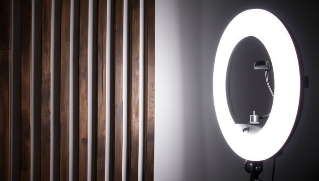 Ring LED lamp. Studio light.