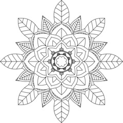 Easy Mandala coloring book simple and basic for beginners, seniors and children. Set of Mehndi flower pattern for Henna drawing and tattoo. Decoration in ethnic oriental, Indian style.