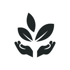 Hand and leaves icon