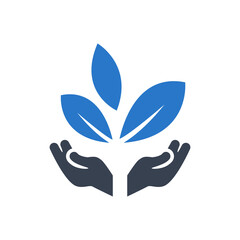Hand and leaves icon