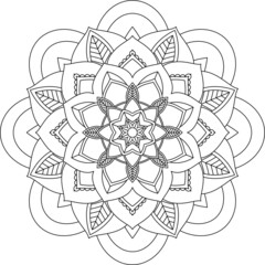 Easy Mandala coloring book simple and basic for beginners, seniors and children. Set of Mehndi flower pattern for Henna drawing and tattoo. Decoration in ethnic oriental, Indian style.