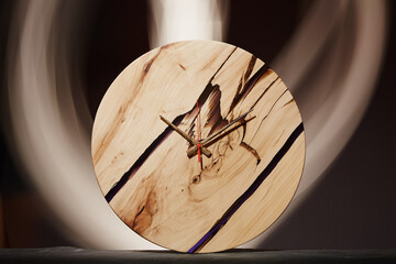 Wooden clock, loft style