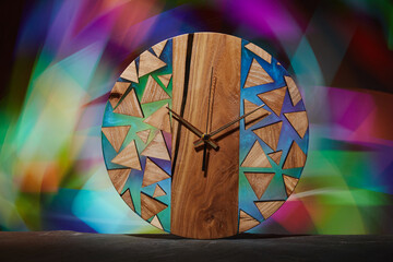 Wooden clock, loft style
