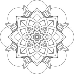 Easy Mandala coloring book simple and basic for beginners, seniors and children. Set of Mehndi flower pattern for Henna drawing and tattoo. Decoration in ethnic oriental, Indian style.