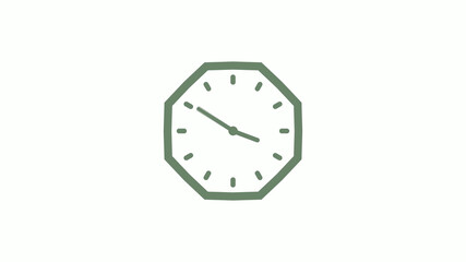 Green gray counting down 12 hours clock icon on white background,clock icon