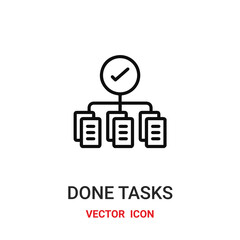 done tasks icon vector symbol. done tasks symbol icon vector for your design. Modern outline icon for your website and mobile app design.