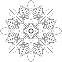 Easy Mandala coloring book simple and basic for beginners, seniors and children. Set of Mehndi flower pattern for Henna drawing and tattoo. Decoration in ethnic oriental, Indian style.