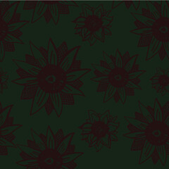 Sunflower vintage seamless pattern for crafting, scrapbook, fabric, textiles