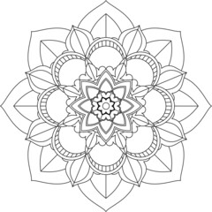 Easy Mandala coloring book simple and basic for beginners, seniors and children. Set of Mehndi flower pattern for Henna drawing and tattoo. Decoration in ethnic oriental, Indian style.