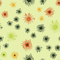 Sunflower vintage seamless pattern for crafting, scrapbook, fabric, textiles