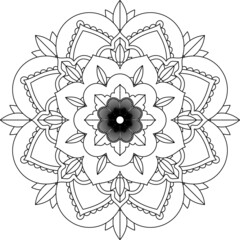 Easy Mandala coloring book simple and basic for beginners, seniors and children. Set of Mehndi flower pattern for Henna drawing and tattoo. Decoration in ethnic oriental, Indian style.