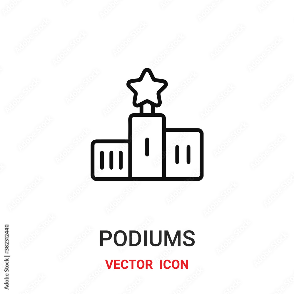 Poster podiums icon vector symbol. podiums symbol icon vector for your design. modern outline icon for your