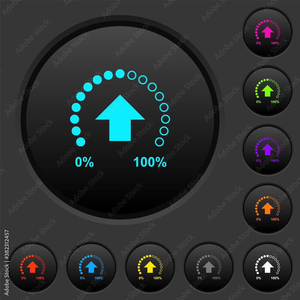 Poster download in progress dark push buttons with color icons