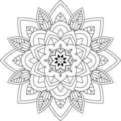 Easy Mandala coloring book simple and basic for beginners, seniors and children. Set of Mehndi flower pattern for Henna drawing and tattoo. Decoration in ethnic oriental, Indian style.
