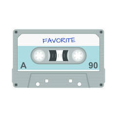 cassette, old technology 80s, isolated vector illustration.