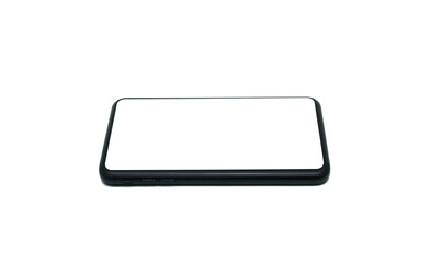 realistic perfectly detailed modern smartphone isolated on white background . Mock up smart phone with blank screen