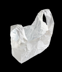 White plastic bag isolated on black background