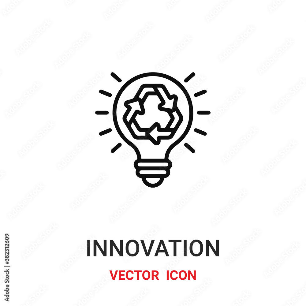 Poster innovation icon vector symbol. innovation bulb symbol icon vector for your design. modern outline ic