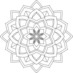 Fototapeta premium Easy Mandala coloring book simple and basic for beginners, seniors and children. Set of Mehndi flower pattern for Henna drawing and tattoo. Decoration in ethnic oriental, Indian style.