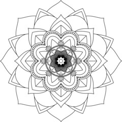 Easy Mandala coloring book simple and basic for beginners, seniors and children. Set of Mehndi flower pattern for Henna drawing and tattoo. Decoration in ethnic oriental, Indian style.