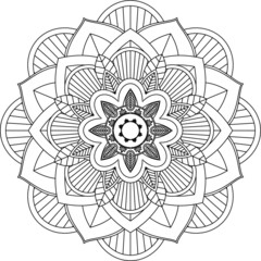 Easy Mandala coloring book simple and basic for beginners, seniors and children. Set of Mehndi flower pattern for Henna drawing and tattoo. Decoration in ethnic oriental, Indian style.