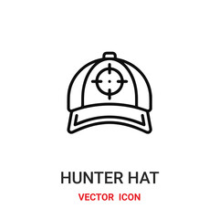 hunter hat icon vector symbol. hunter hat symbol icon vector for your design. Modern outline icon for your website and mobile app design.