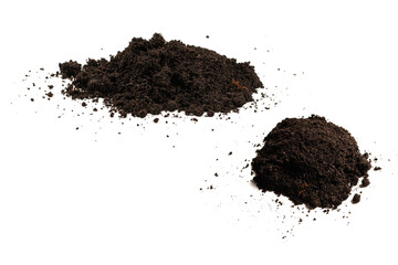 A handful of earth isolated on white background.