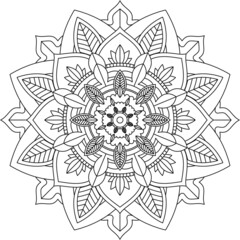 Easy Mandala coloring book simple and basic for beginners, seniors and children. Set of Mehndi flower pattern for Henna drawing and tattoo. Decoration in ethnic oriental, Indian style.