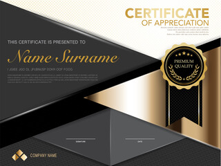 diploma certificate template black and gold color with luxury and modern style vector image.