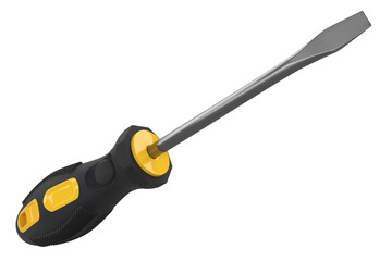 Black and yellow screwdriver isolated on white