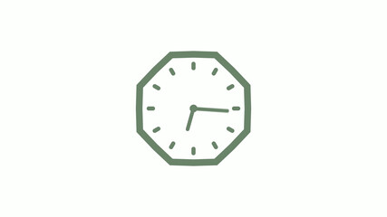 Green gray counting down 12 hours clock icon on white background,clock icon