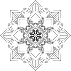 Easy Mandala coloring book simple and basic for beginners, seniors and children. Set of Mehndi flower pattern for Henna drawing and tattoo. Decoration in ethnic oriental, Indian style.