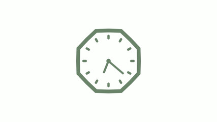 Green gray counting down 12 hours clock icon on white background,clock icon